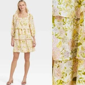 Who What Wear Floral Tiered Dress